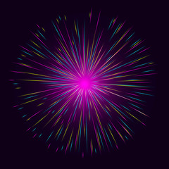 Colorful graphic firework shape for concept design. Starburst symbol. Firework explosion icon.