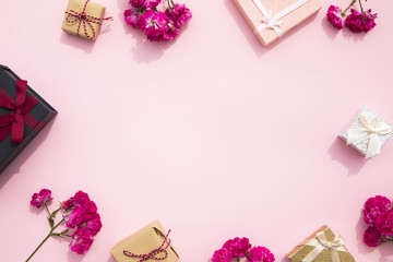 Cute pink background with gift frame