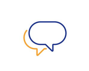Fototapeta premium Speech bubble sign. Talk bubble line icon. Chat message symbol. Colorful outline concept. Blue and orange thin line talk bubble icon. Vector