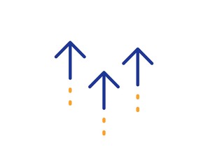 Scrolling arrow sign. Swipe up line icon. Landing page scroll symbol. Colorful outline concept. Blue and orange thin line swipe up icon. Vector