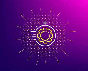 Seo timer line icon. Halftone pattern. Settings cogwheel sign. Traffic management symbol. Gradient background. Seo timer line icon. Yellow halftone pattern. Vector