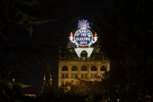 Historic Scranton Electric City Sign - Downtown Scranton, Pennsylvania