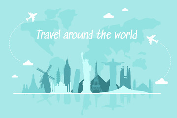 Travel by airplane. World Travel. Planning summer vacations. Tourism and vacation theme.