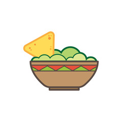 guacamole with nachos vector icon illustration