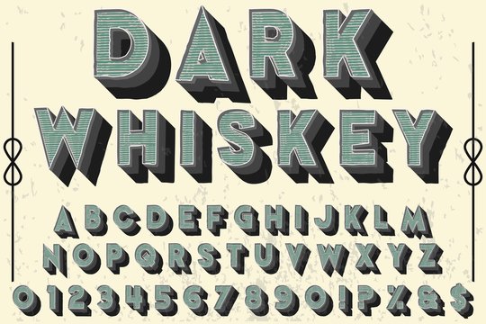 abc 3d  font handcrafted typeface vector vintage named vintage dark whiskey