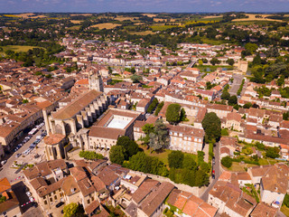 Fototapeta na wymiar Panoramic view from the drone on the city Condom. France