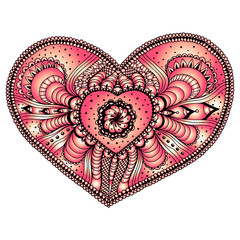 Vector ornament. Victorian style ornate design element. Decorative heart pattern for invitations, greeting cards and weddings