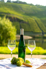 Famous German quality white wine riesling, produced in Mosel wine regio from white grapes growing...