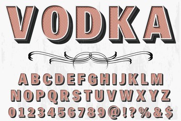 abc 3d  font handcrafted typeface vector vintage named vintage vodka
