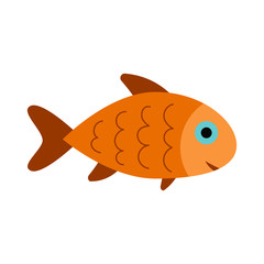 Fish icon isolated, aquarium fish silhouette illustration. Colorful cartoon flat aquarium fish icon for your design.