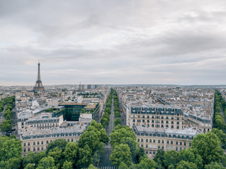 Fototapeta na wymiar Aerial of the iconic Eiffel Tower in Paris, France