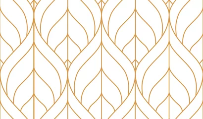 Fotobehang Goud geometrisch abstract Vector naadloos geometrisch patroon. Gouden lineair patroon. Achtergronden voor uw ontwerp.