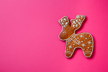 gingerbread cookies (happy new year, christmas winter) top menu concept. food background. copy space