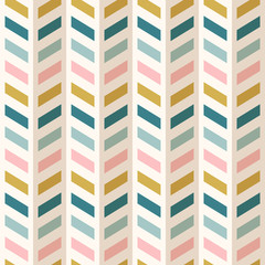 Fashion abstract chevron pattern. Seamless vector fabric design. Retro mid century colors.