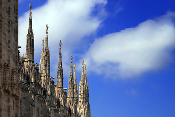 spiers of the Milan city Cathedral in Italy