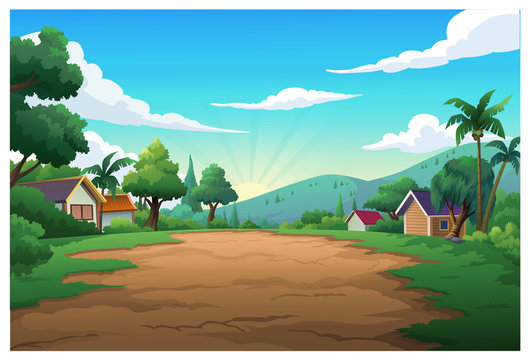 Vector illustration mountain and sky color bright