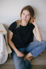 Woman painter in art studio