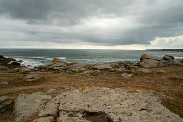 paysage côte sauvage et océan atlantique à l'ïle d'Yeu