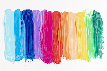 Colorful paint strokes on white background