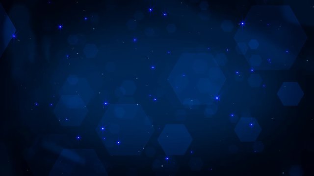 Glittering Stars And Blue Hexagon Bokeh.mp4