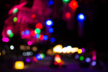 Beautiful bokeh lights at night