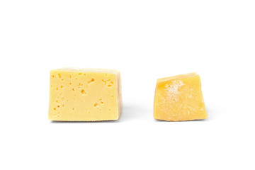 Cheese with mold isolated on white background.