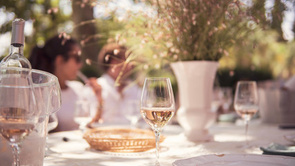 Provencal table with rosé wine 