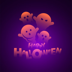Cute and spooky halloween ghosts vector illustration.