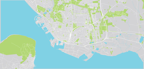 Urban vector city map of Esbjerg, Denmark