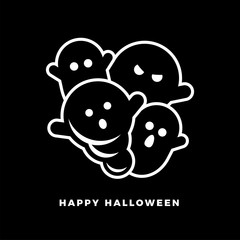Cute and spooky halloween ghosts vector illustration.