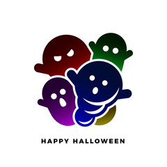 Cute and spooky halloween ghosts vector illustration.