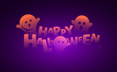 Cute and spooky halloween ghosts vector illustration.