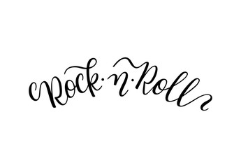 Rock and roll hand lettering. Isolated on white background.