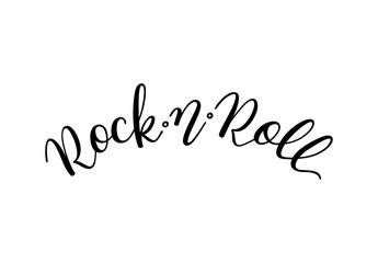 Rock and roll hand lettering. Isolated on white background.