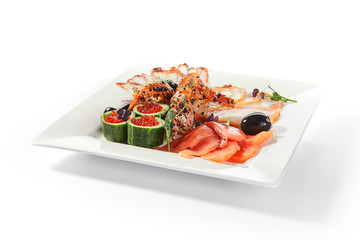 Fish platter with pink salmon