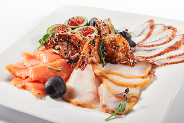 Fish platter with pink salmon