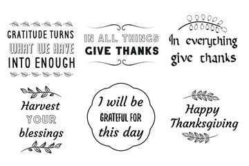 Calligraphy sayings for print. Vector Quotes about happy thanksgiving day.
