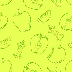 Vector Seamless Pattern of Sketch Apples