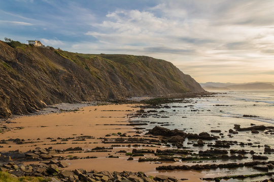 sunset at Barrika beach, in Biscay, near Bilbao