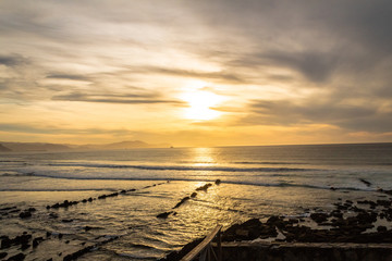 sunset at Barrika beach, in Biscay, near Bilbao