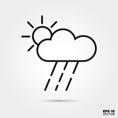 Sun and rain line icon vector illustration