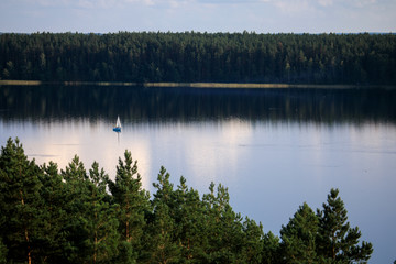 Aerial view of Baltieji Lakajai lake