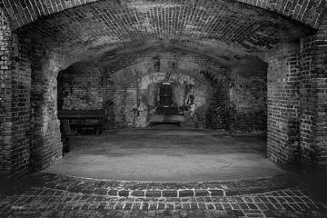 Fototapeta premium Fort Sumter SC Cannon Port Hole. BW