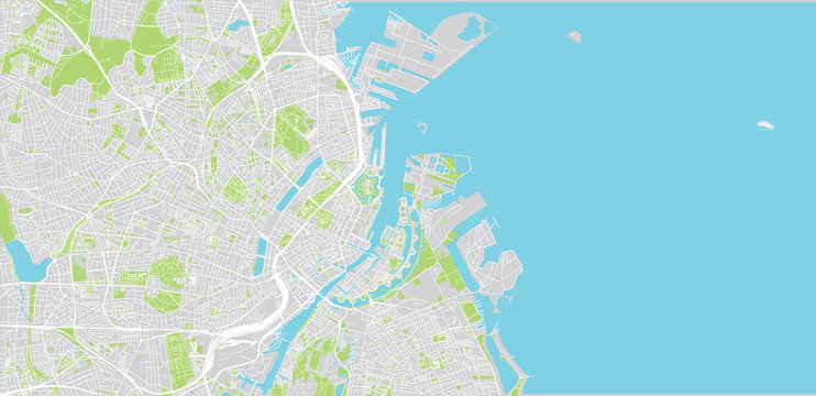 Urban vector city map of Copenhagen, Denmark