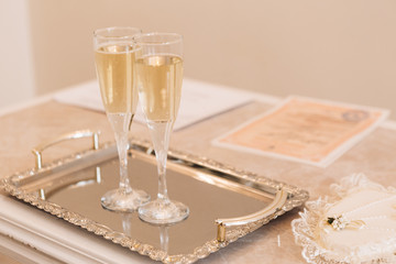 Wedding image and a bridal bouquet with red flowers	