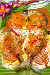 Chuchi mackerel, curry-fried fish,style Thai food