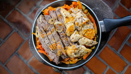 Fajitas en sartén