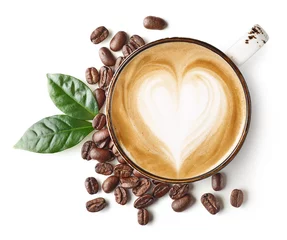 Foto op Plexiglas Coffee latte or cappuccino art with heart shape © baibaz