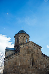 Fototapeta na wymiar Gergeti Trinity Church in Georgia