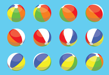 3D Beach Ball Spinning Vector Illustration